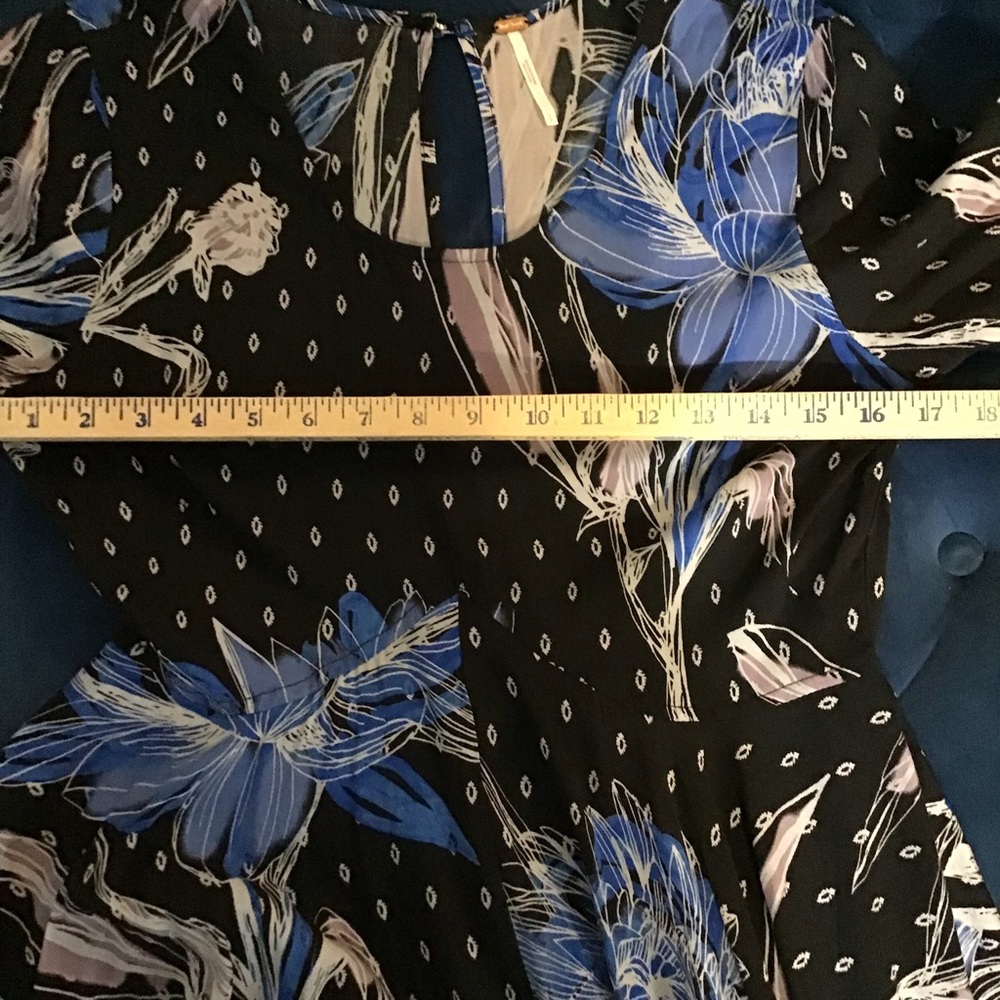 Free People Maxi Dress Blue and Black Floral - Picture 9 of 10